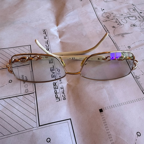 Gucci eyeglass frames gold with white enamel 4251 - Picture 4 of 8